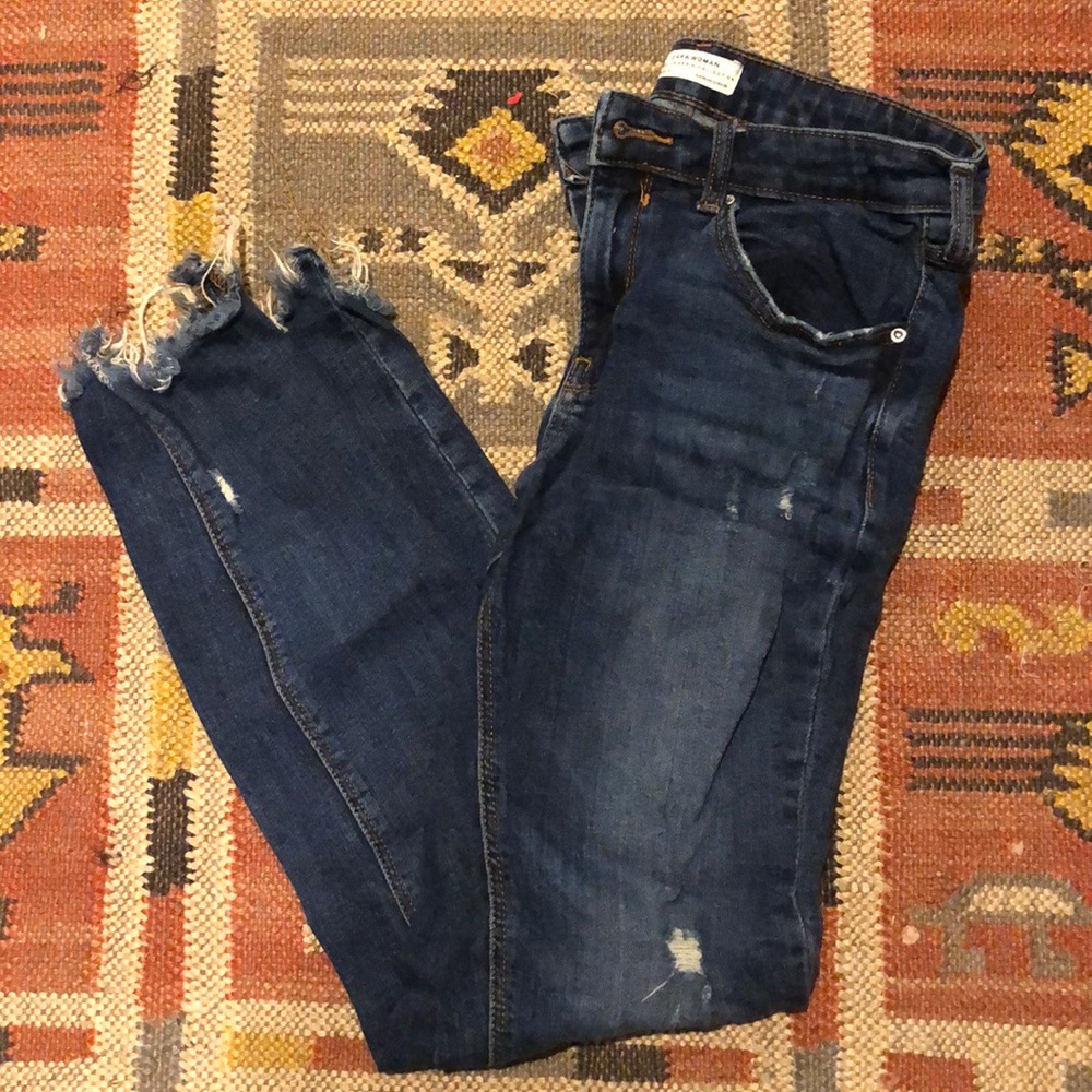 Zara skinny jeans with raw hem